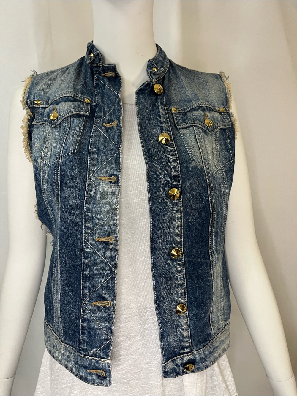 Cycle Made in Italy Studded Denim Vest – XS